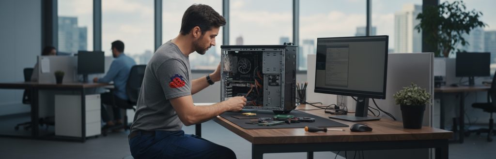 Custom Pc Sales and Upgrades- technician upgrading pc